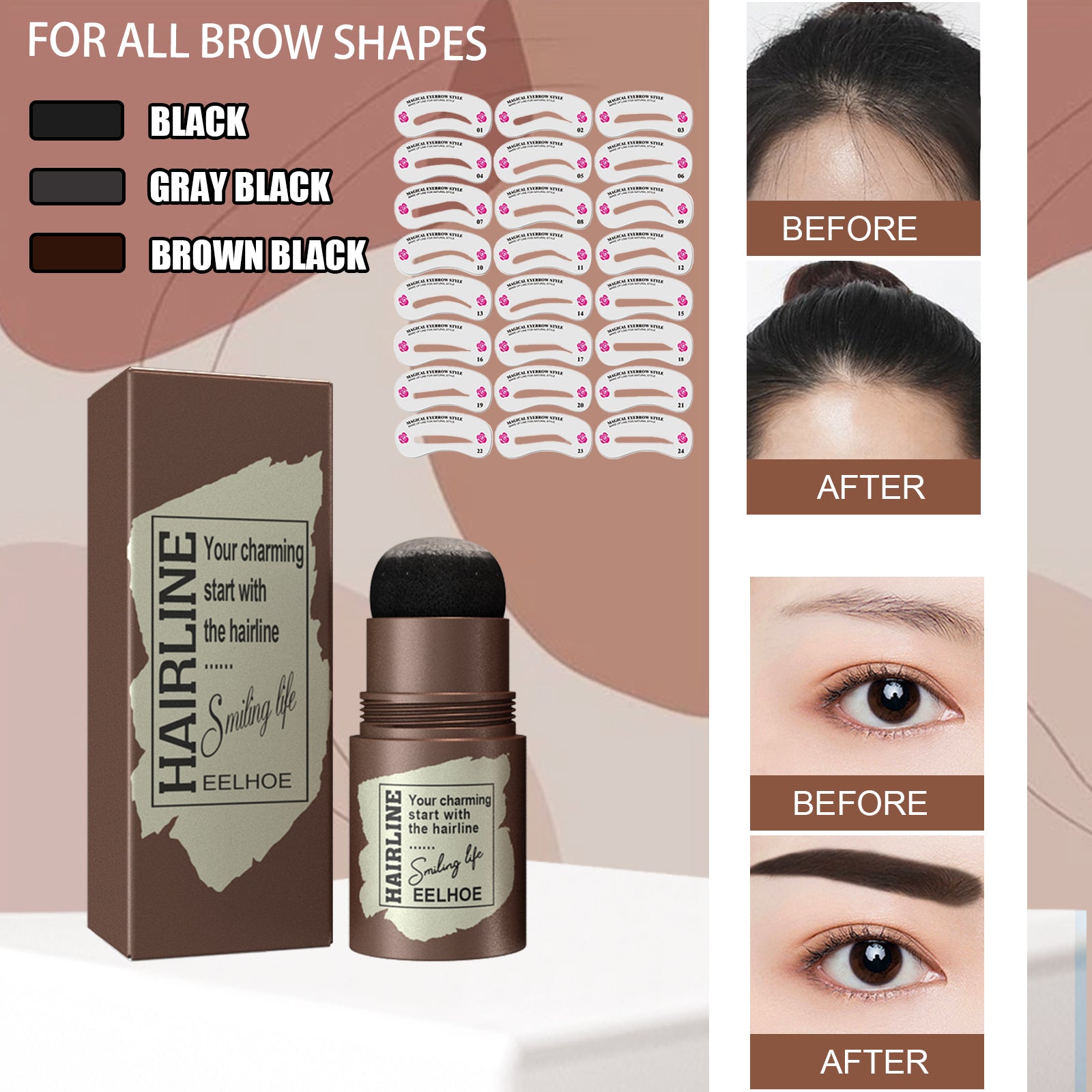 Eyebrow & Hairline Stamp – Natural, Lazy & Quick Brow Filler Cake - Icon Her