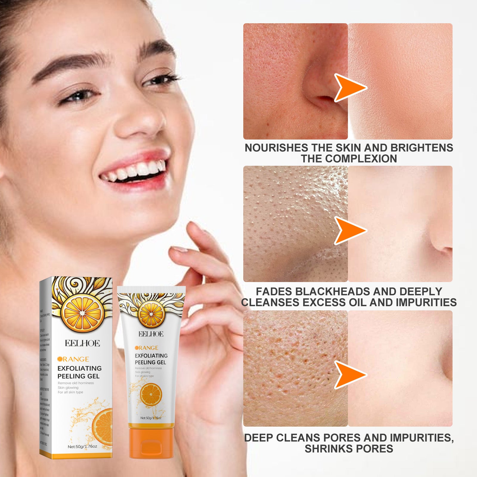 Orange Exfoliating Gel – Deep Cleansing, Anti-Acne, Pore Shrinking & Brightening - Icon Her