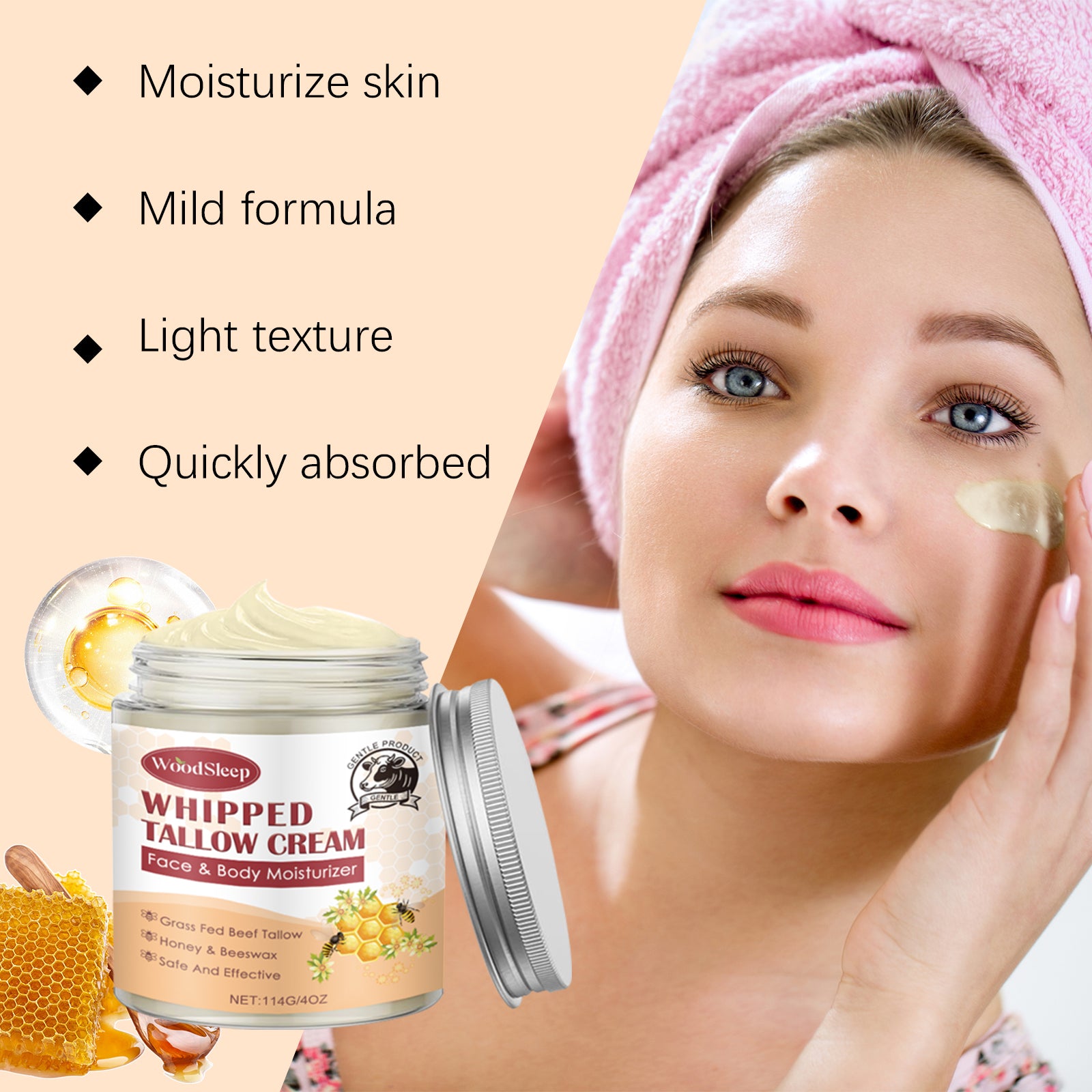 Tallow & Honey Skin Cream - Gently Moisturizing, Hydrating & Firming Face Care - Icon Her