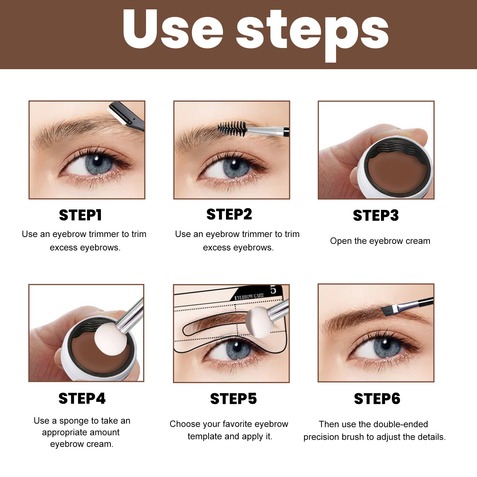 Brow Stencil Kit – Waterproof, No Smudge & Natural 3D Eyebrow Cream - Icon Her