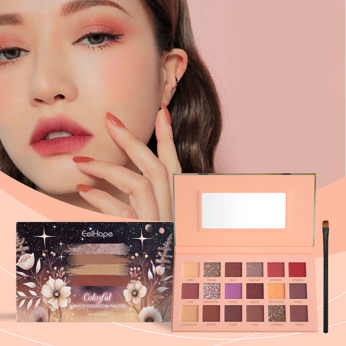 18-Color Eyeshadow Palette – Glitter, Everyday & Multi-Color Eye Makeup - Icon Her