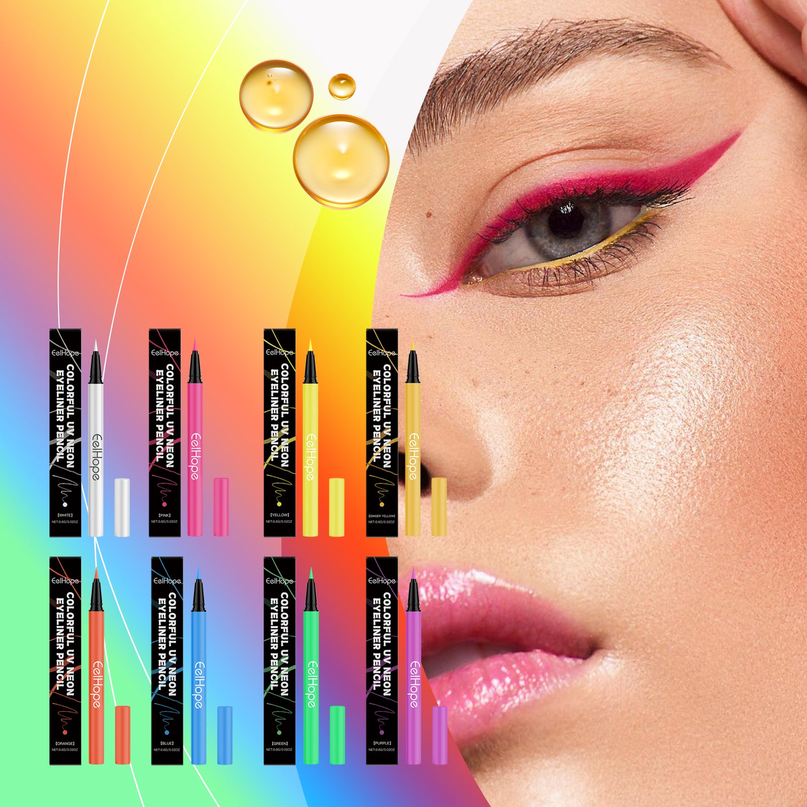 Neon Liquid Eyeliner (Orange-Red) – Smooth, Long-Lasting Party Eye Makeup - Icon Her