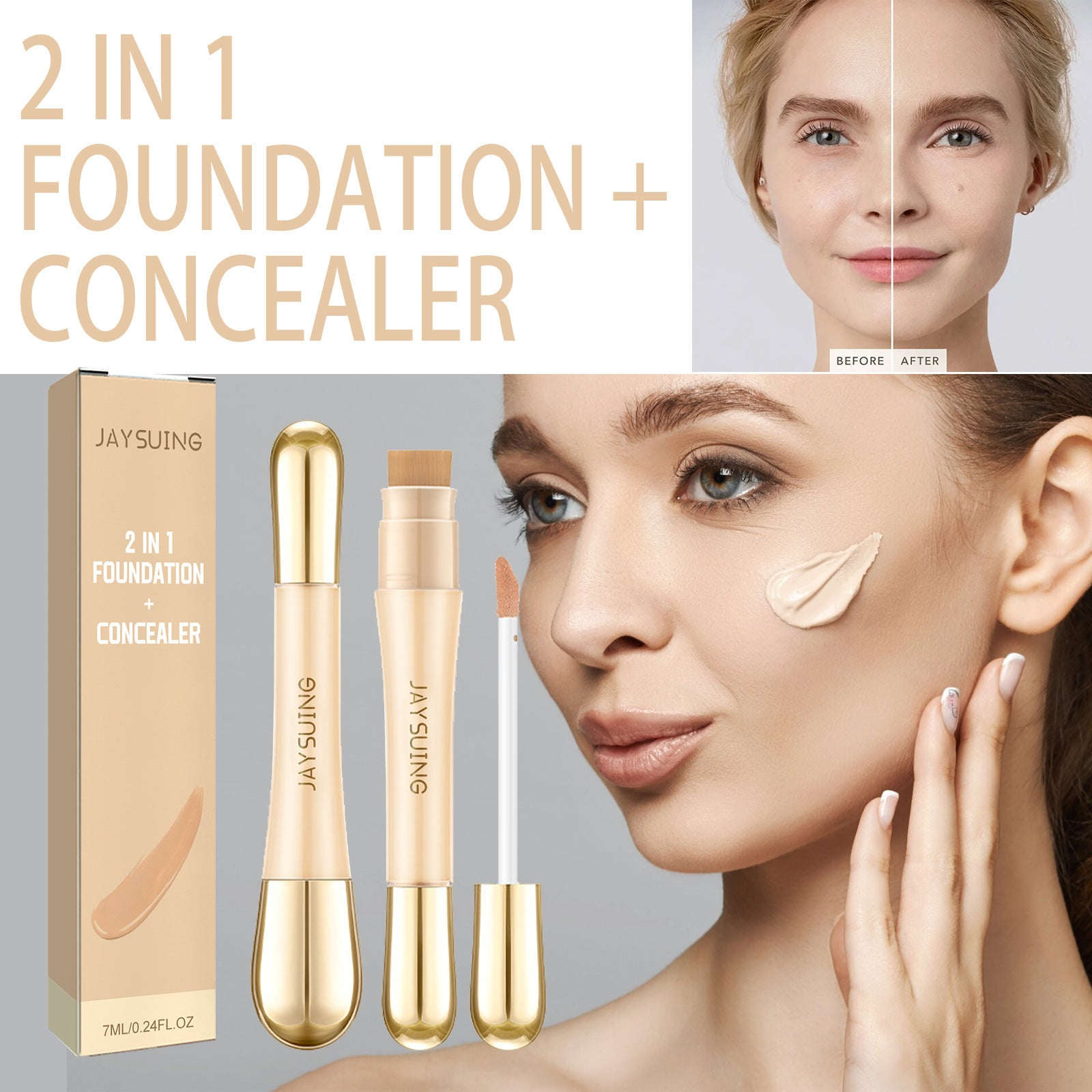 2-in-1 Foundation & Concealer – Natural, Long-Lasting & Invisible Pore Coverage - Icon Her