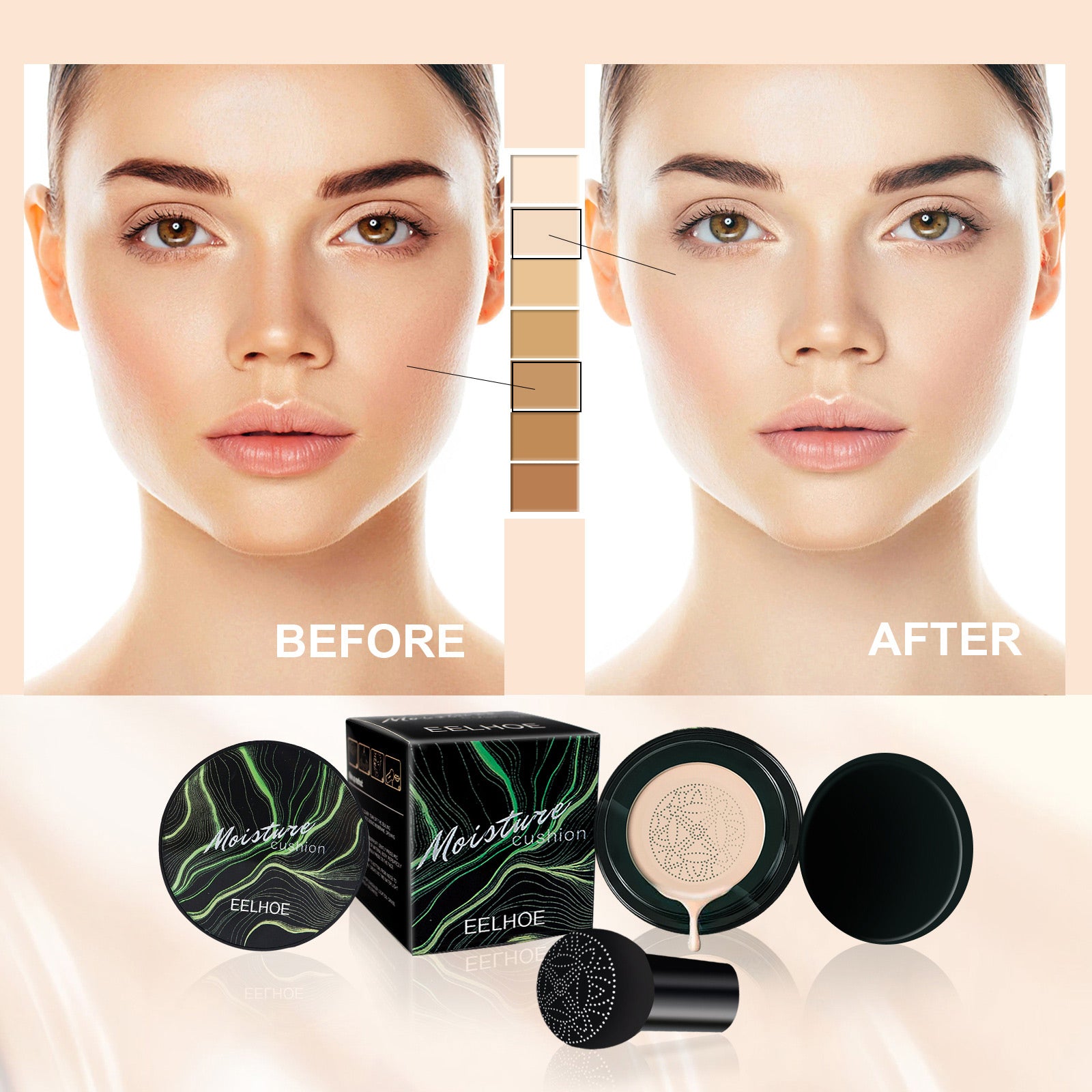 Moisturizing Cushion Foundation – Natural Nude, Brightening & Blemish Coverage - Icon Her