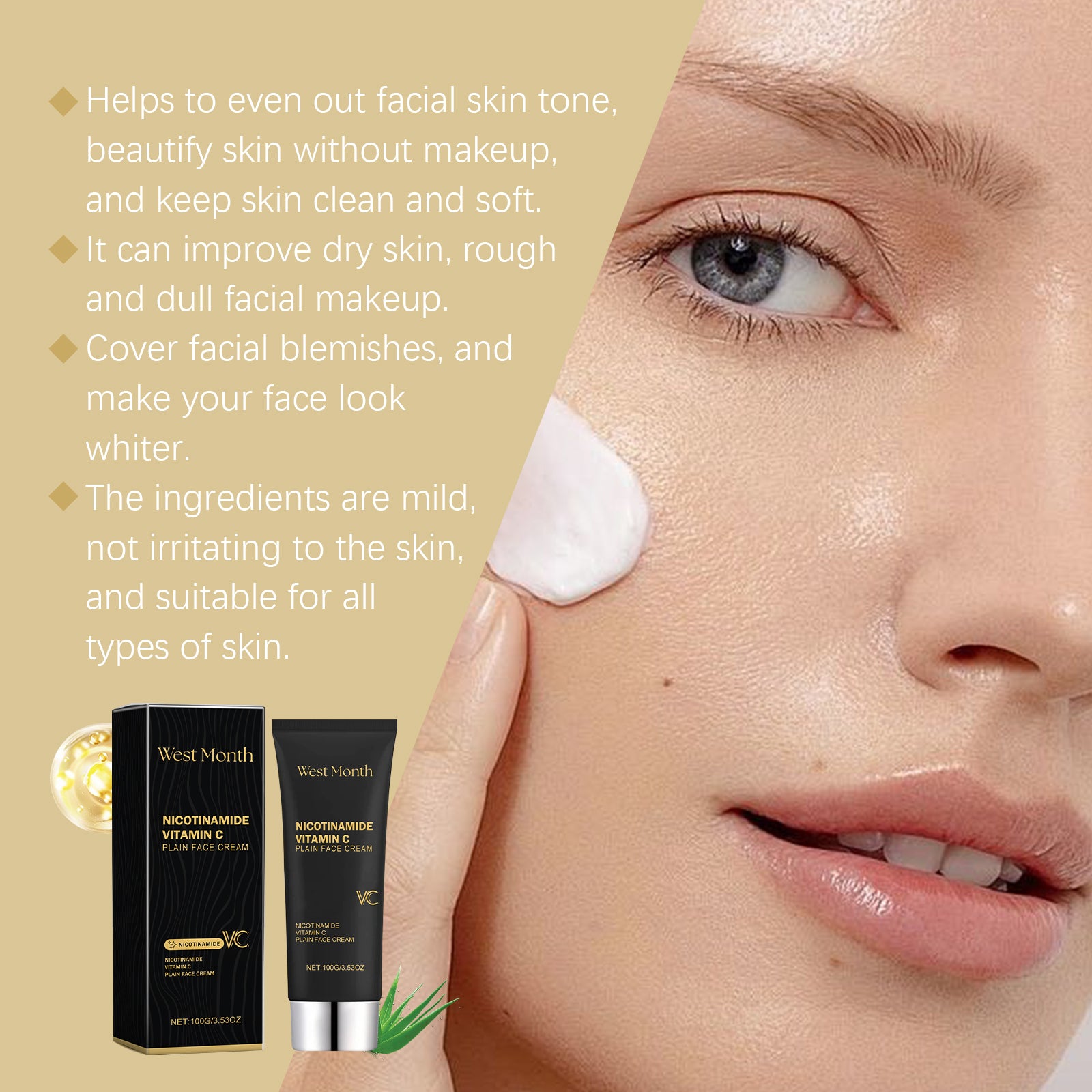 Vitamin C Plain Face Cream – Brightening, Toning & Natural Concealer - Icon Her