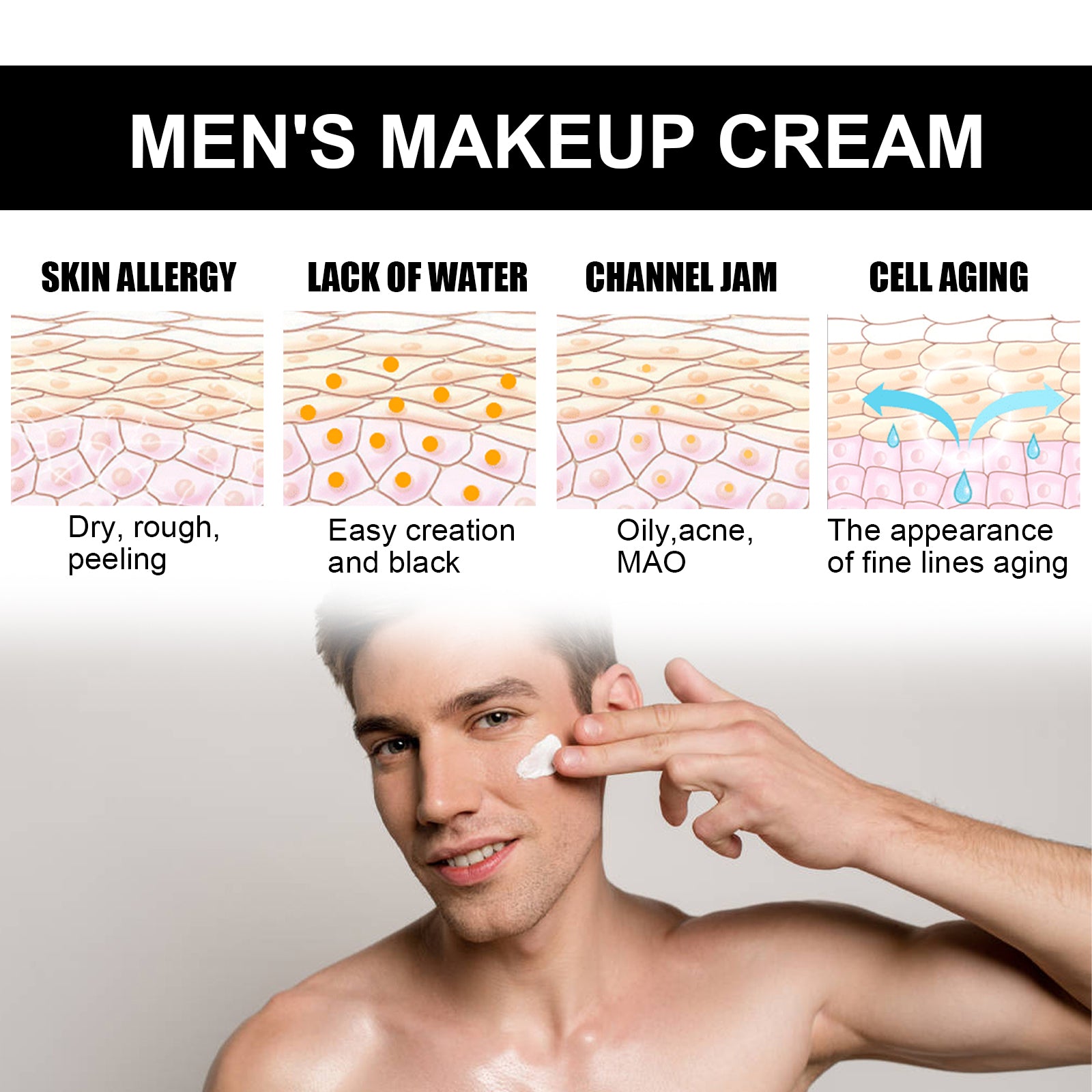 Men's Light Tone-Up Cream - Refreshing & Pore-Blurring Invisible Coverage - Icon Her