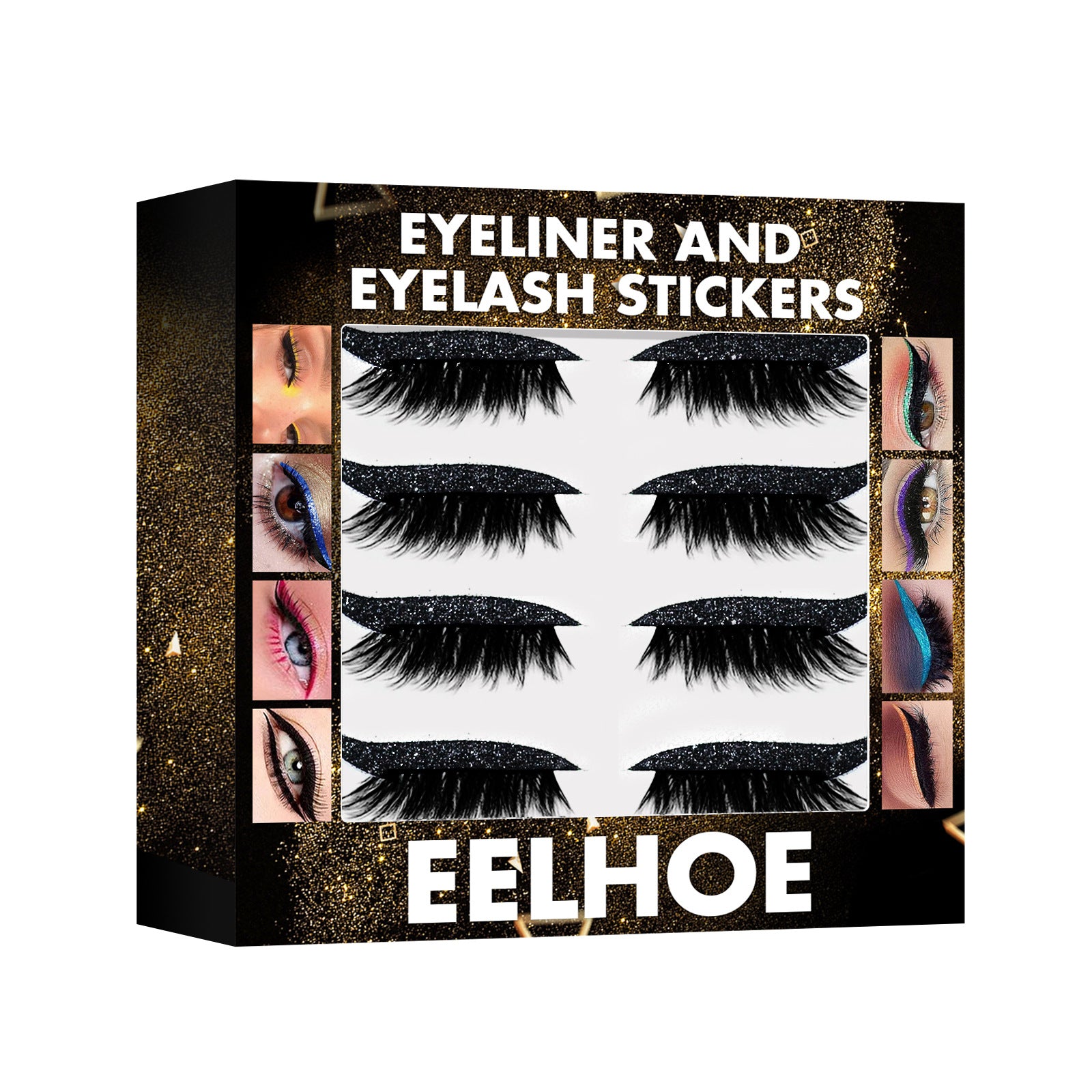 3D Glitter Eyeliner & False Eyelash Stickers - Glue-Free Self-Adhesive Lash & Liner Set - Icon Her