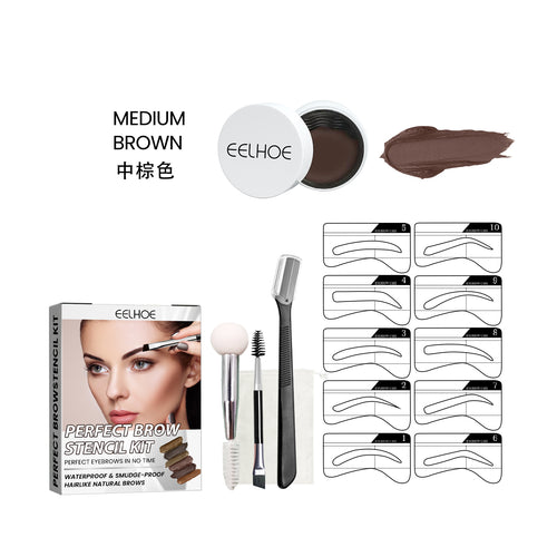 Brow Stencil Kit – Waterproof, No Smudge & Natural 3D Eyebrow Cream - Icon Her