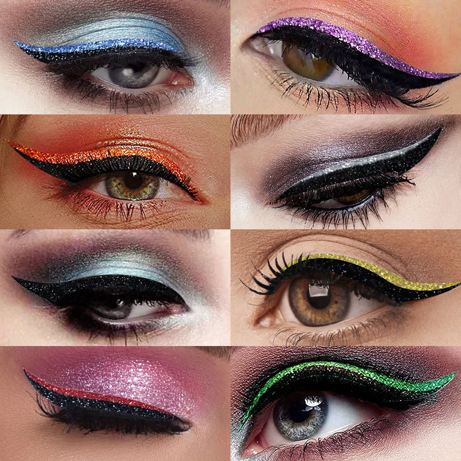 Silver Light Eyeliner & Double Eyelid Stickers - Metallic Stage & Party Eye Patches - Icon Her