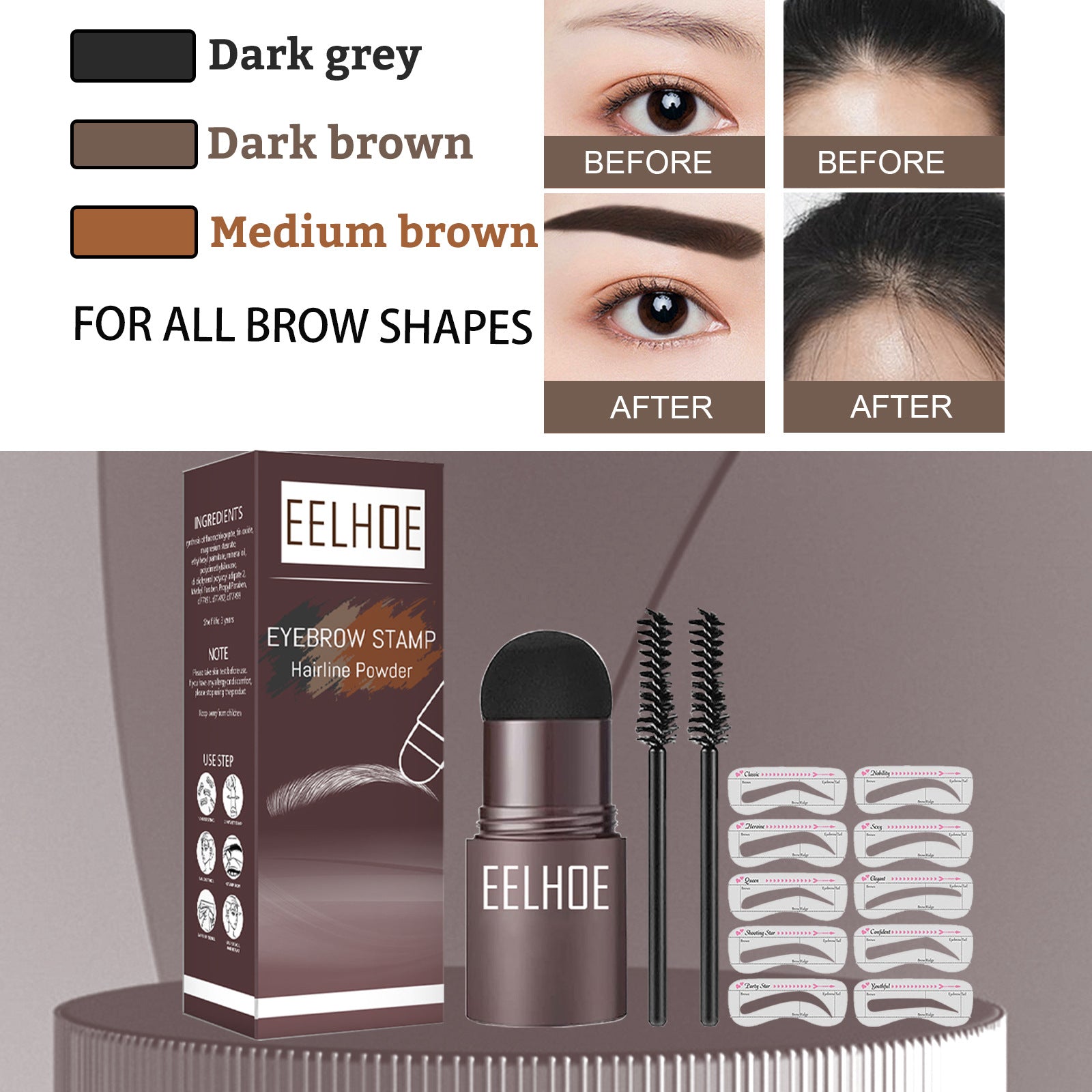 Eyebrow Stamp – Lazy Brow Filler, Waterproof & Natural Hairline Powder - Icon Her