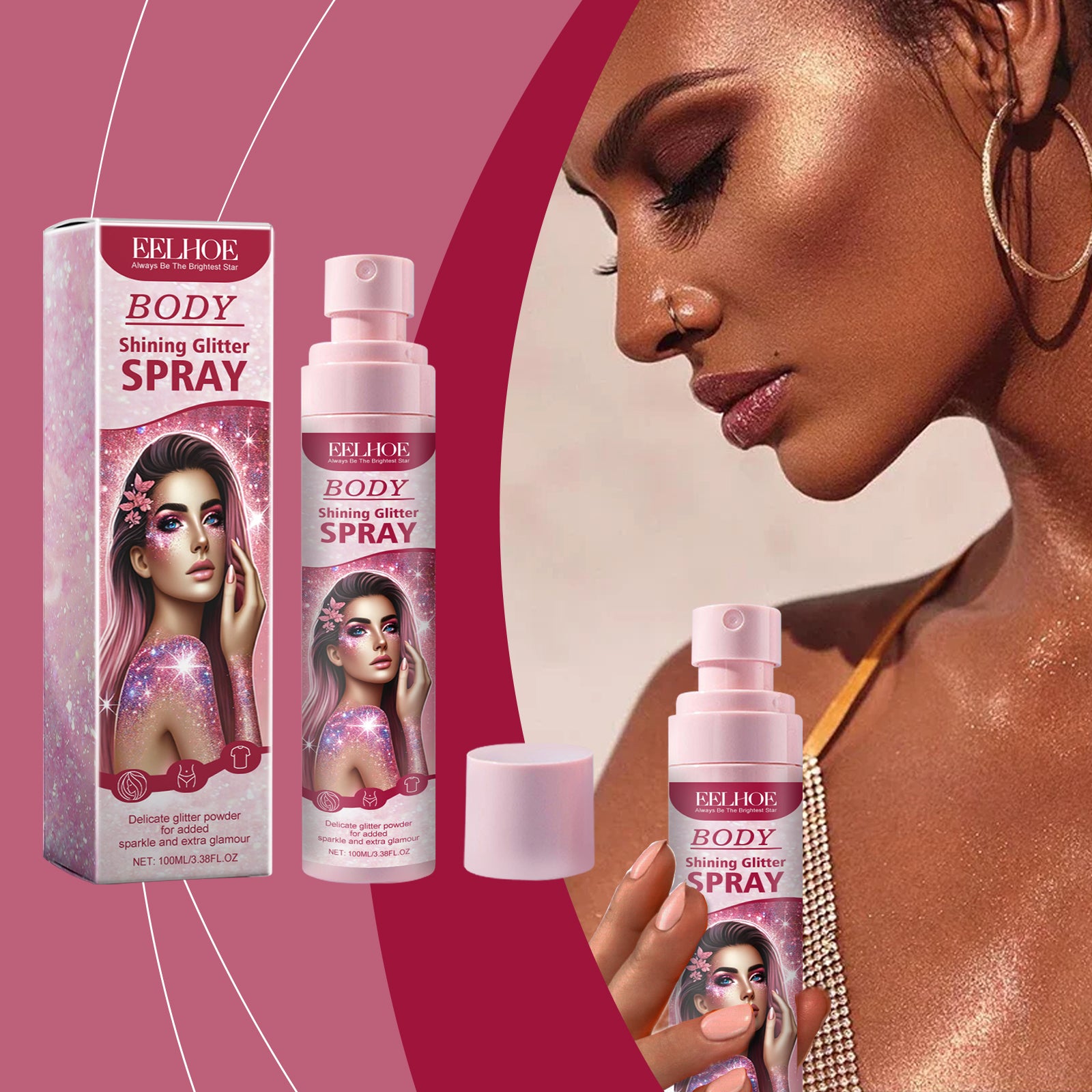 Stage Glitter Spray – Facial & Collarbone Brightening, Long-Lasting Highlighter - Icon Her