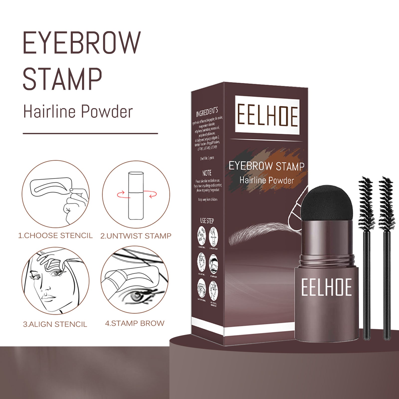 Eyebrow Stamp – Lazy Brow Filler, Waterproof & Natural Hairline Powder - Icon Her
