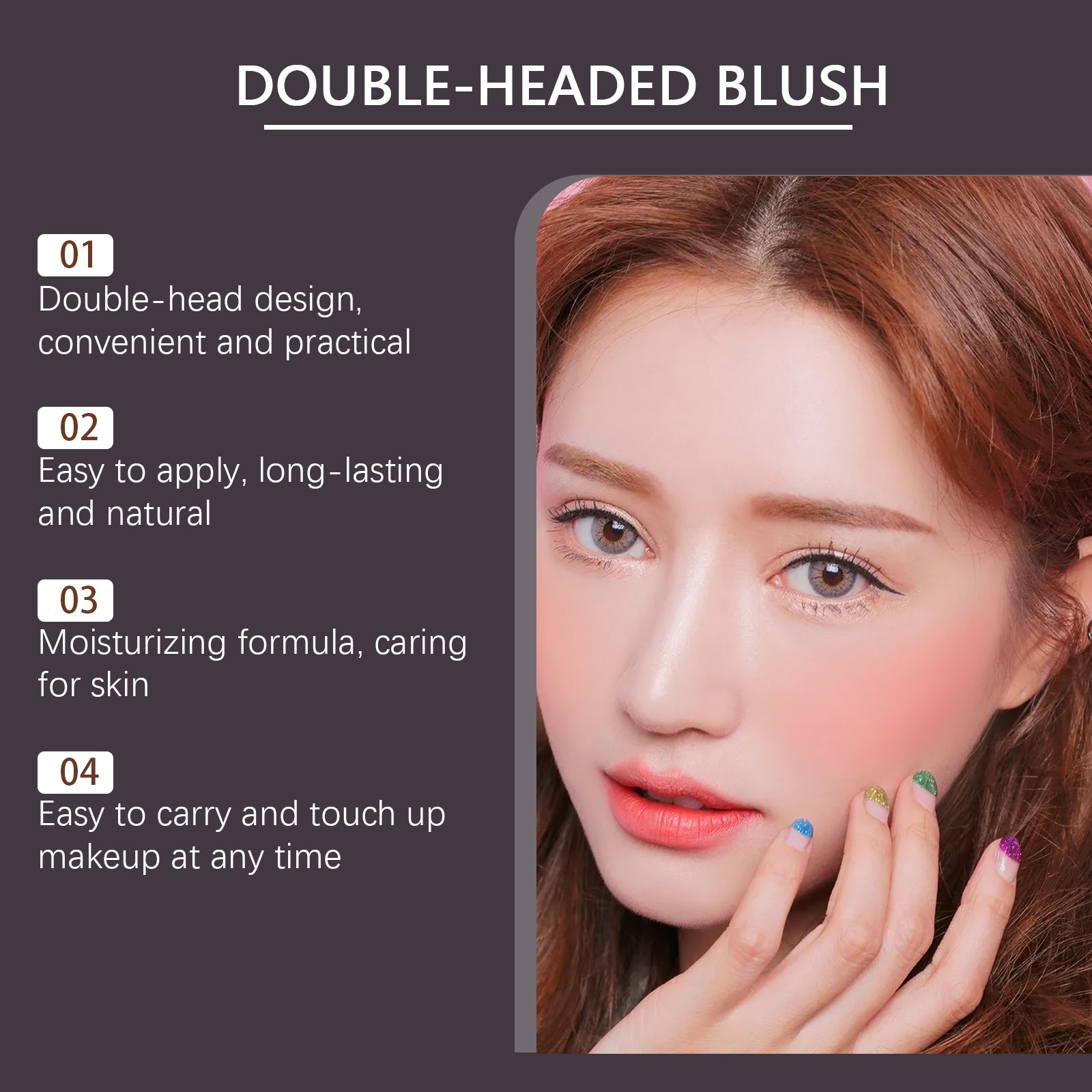 Double-Ended Blush Multi-Purpose Stick - Natural Naked Makeup Color - Icon Her