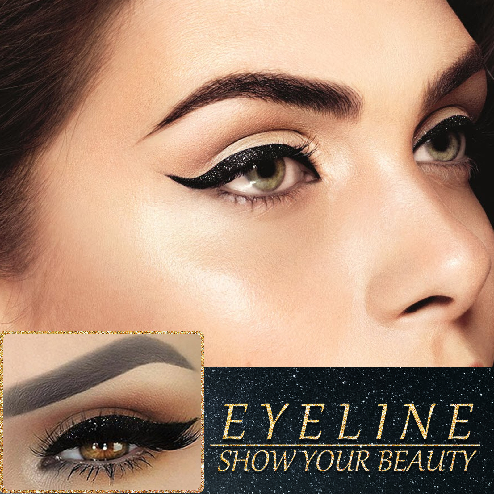 3D Glitter Eyeliner & False Eyelash Stickers - Glue-Free Self-Adhesive Lash & Liner Set - Icon Her