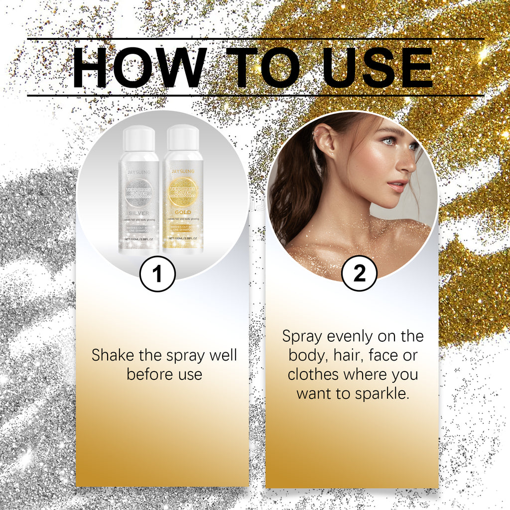 Gold & Silver Glitter Body Spray – Long-Lasting Shine & Highlight - Icon Her