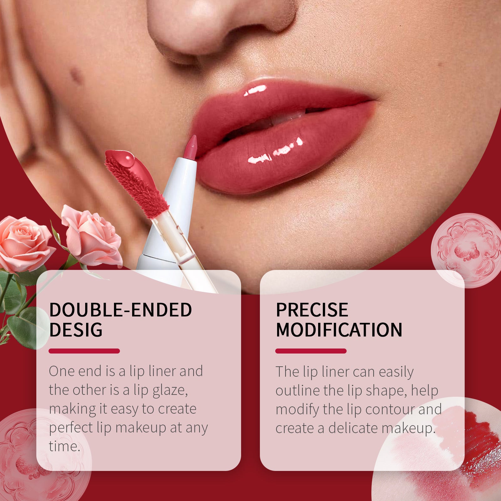 2-in-1 Lip Liner & Lip Glaze Pen – Mirror Gloss & Long-Lasting Color - Icon Her
