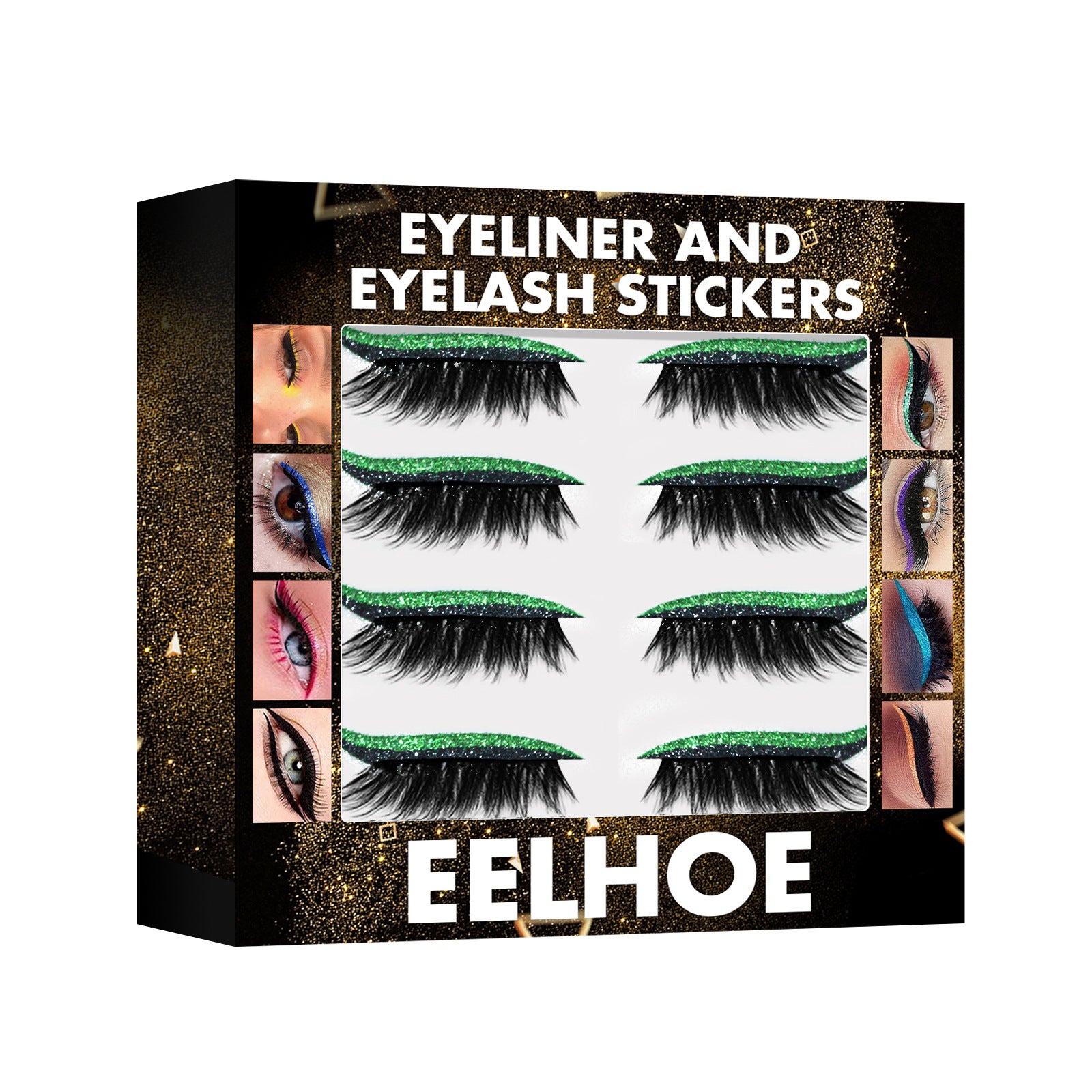 3D Glitter Eyeliner & False Eyelash Stickers - Glue-Free Self-Adhesive Lash & Liner Set - Icon Her