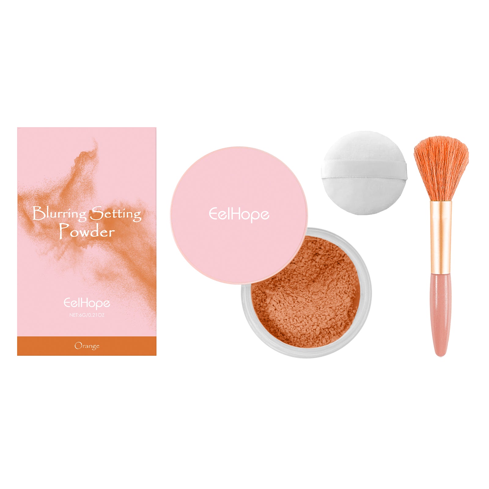 Setting Powder with Brush (Orange) – Natural, Breathable & Long-Lasting - Icon Her