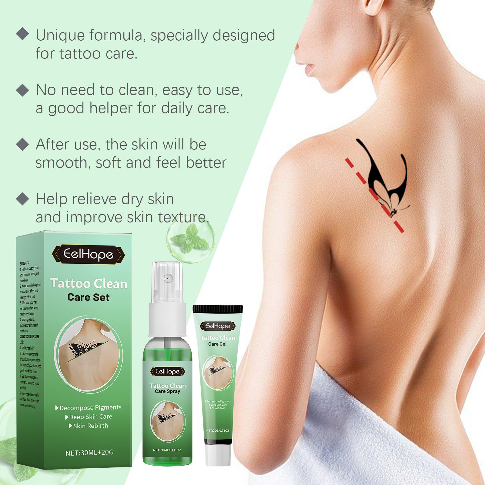 Tattoo Cover Treatment Set - Gentle Concealer, Cleaning & Repair Kit - Icon Her