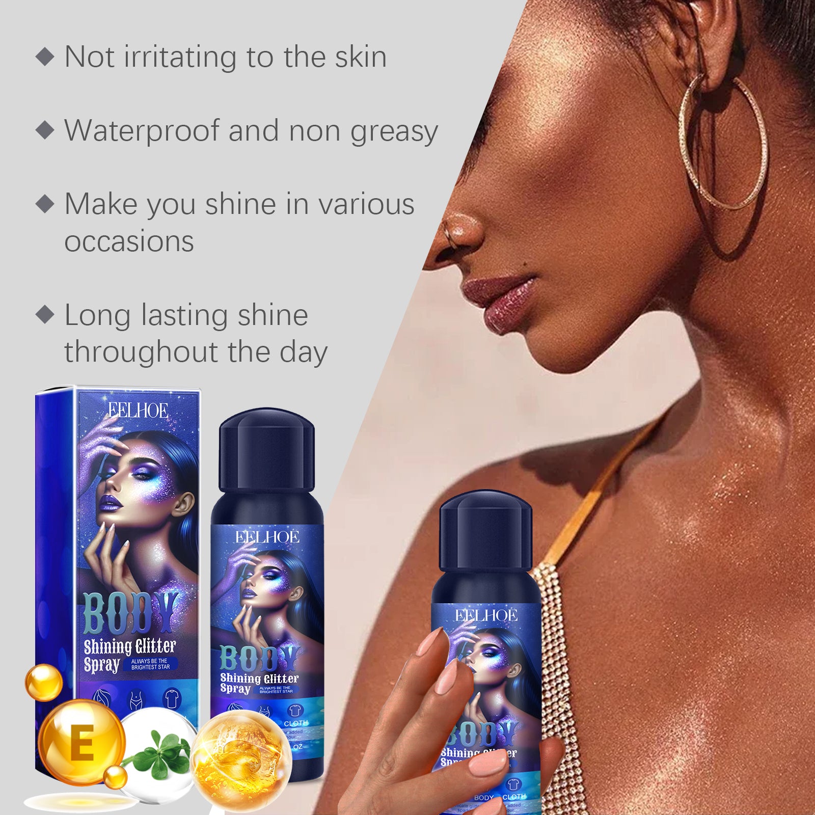Highlighter Glitter Spray – Natural, 3D & Long-Lasting Body Shimmer - Icon Her