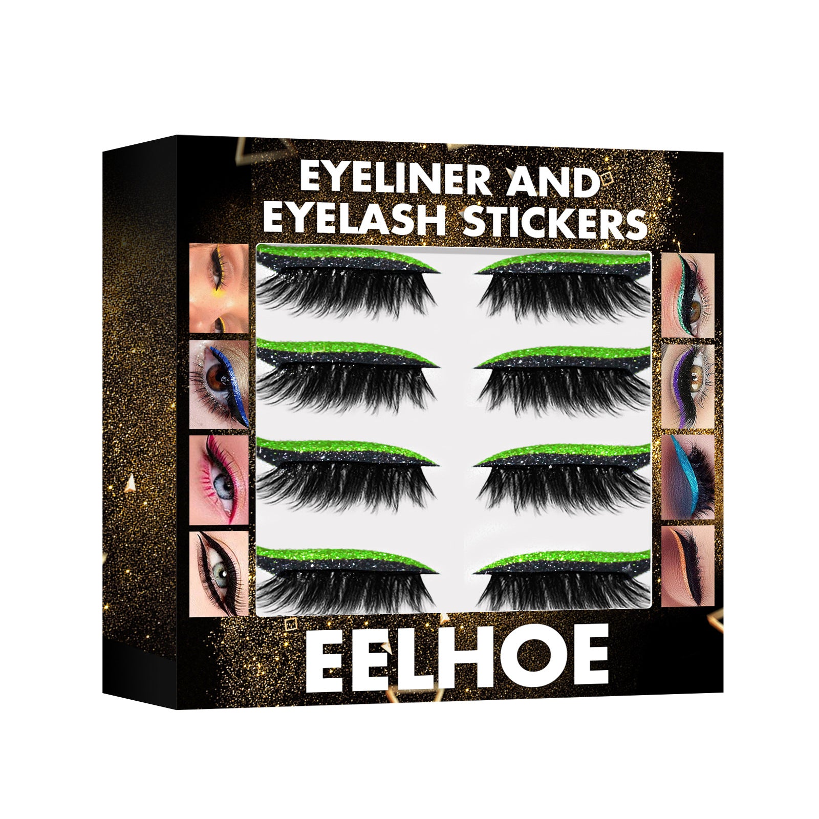 3D Glitter Eyeliner & False Eyelash Stickers - Glue-Free Self-Adhesive Lash & Liner Set - Icon Her