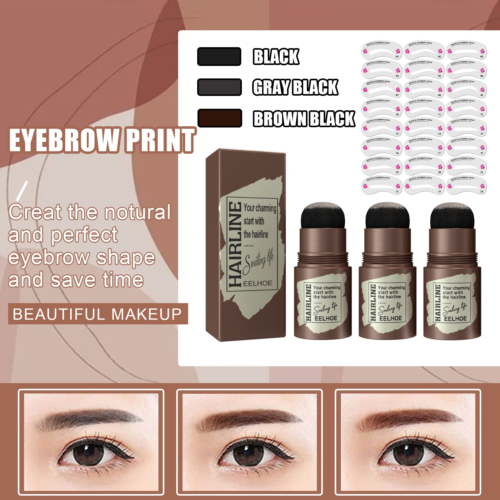 Eyebrow & Hairline Stamp – Natural, Lazy & Quick Brow Filler Cake - Icon Her