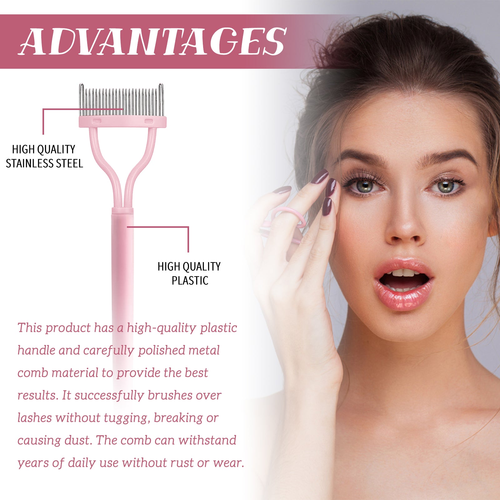 Eyelash Separator Comb & Defining Brush - Anti-Clumping Lash Filter Tool - Icon Her