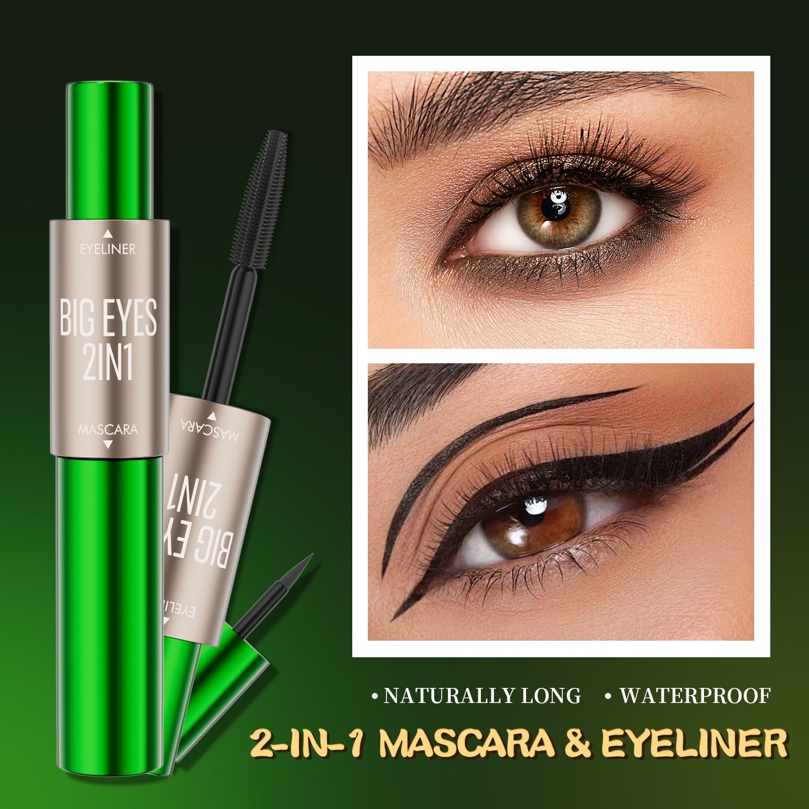 2-in-1 Double-Ended Mascara & Eyeliner – Natural, Long-Lasting & No Smudge - Icon Her