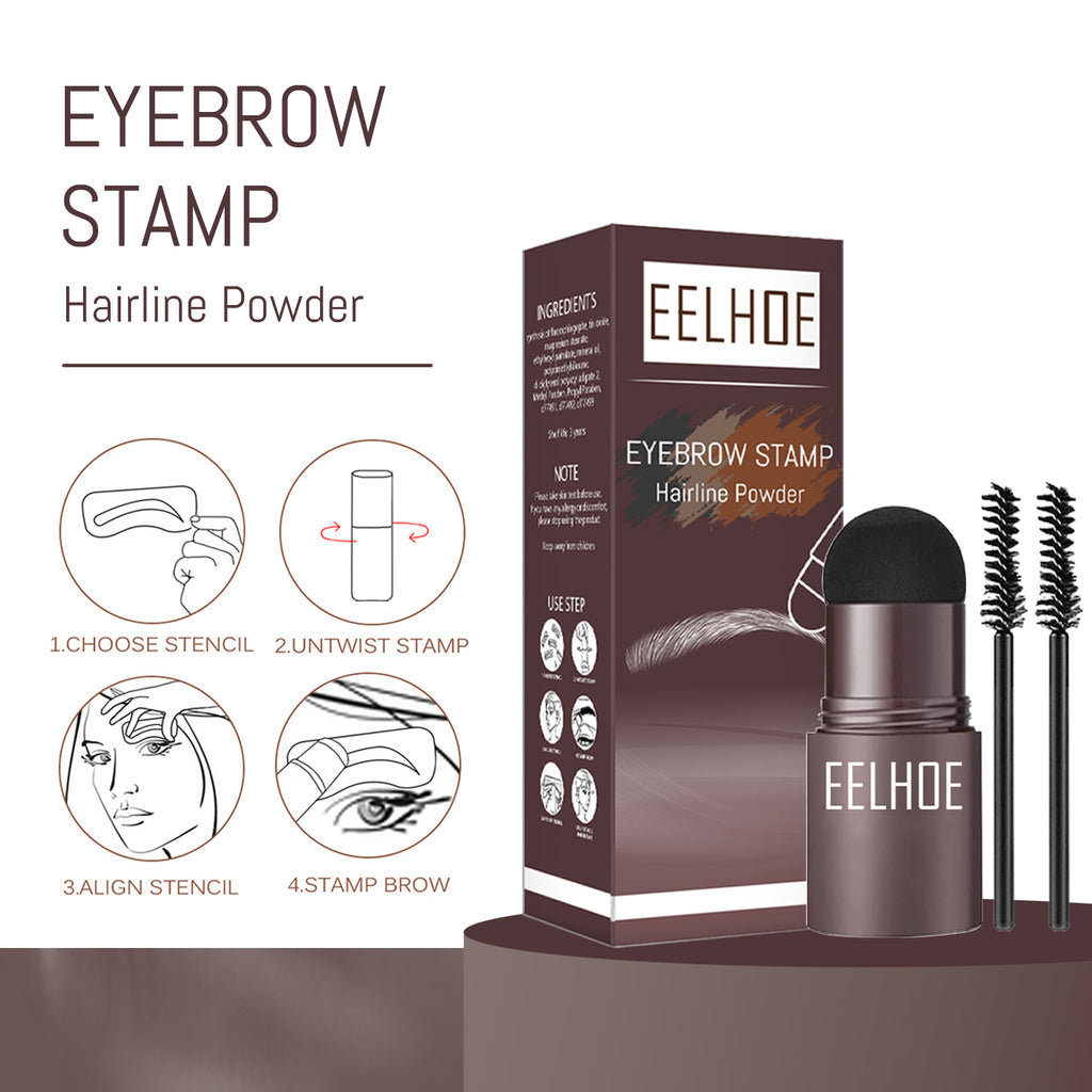 Eyebrow Stamp Kit with Stencils (Dark Grey) - Waterproof Brow & Hairline Powder - Icon Her