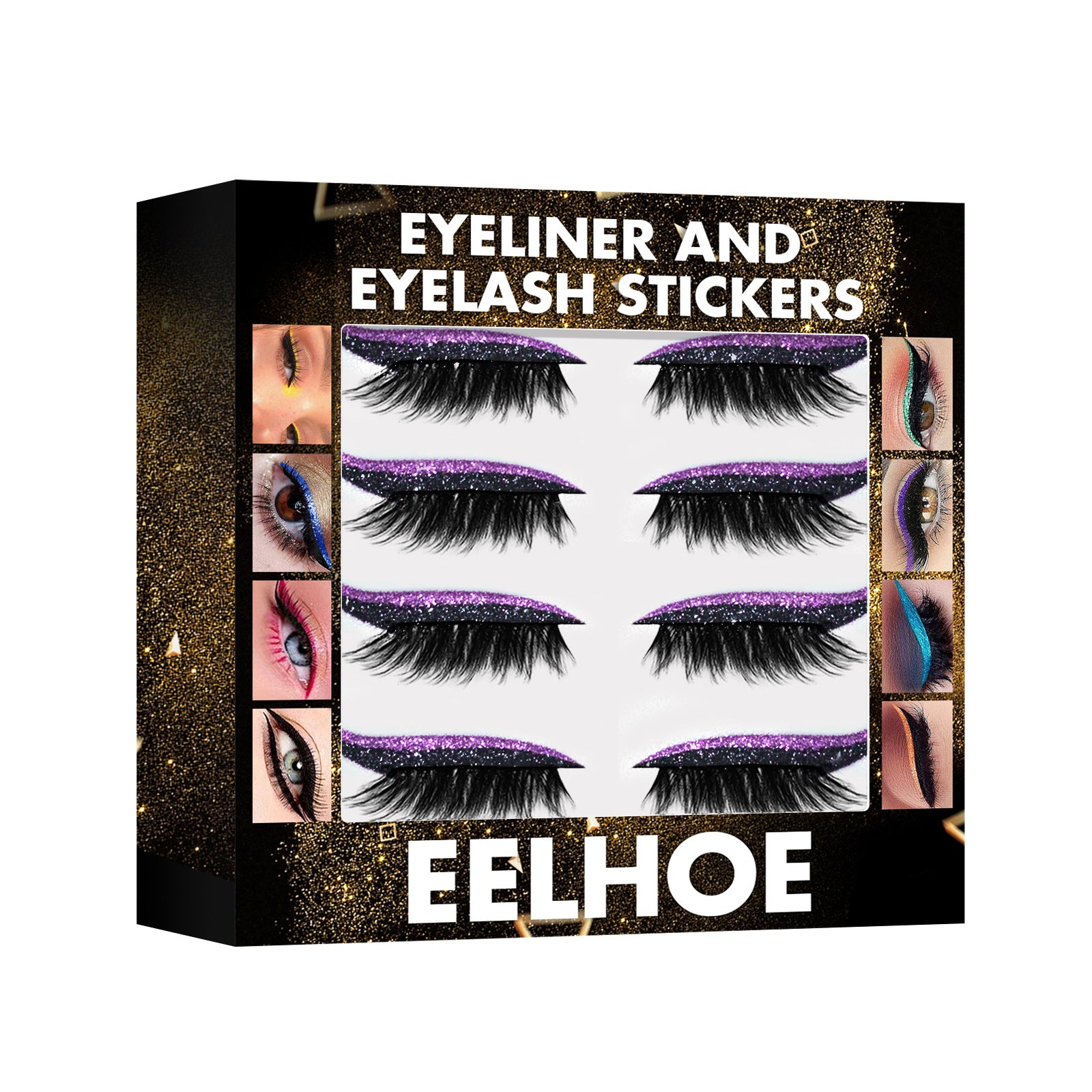 3D Glitter Eyeliner & False Eyelash Stickers - Glue-Free Self-Adhesive Lash & Liner Set - Icon Her