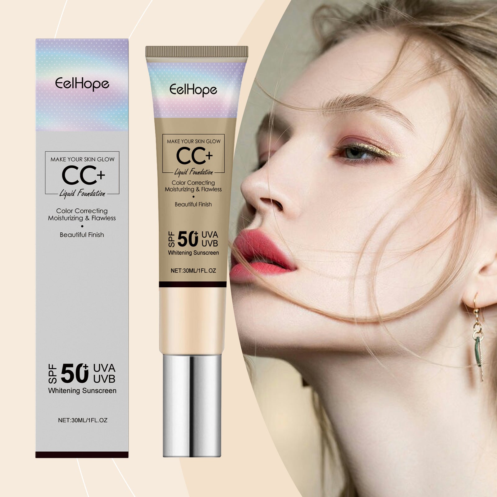 Natural Brightening CC Cream - Hydrating & Color Correcting Tone-Up Base - Icon Her
