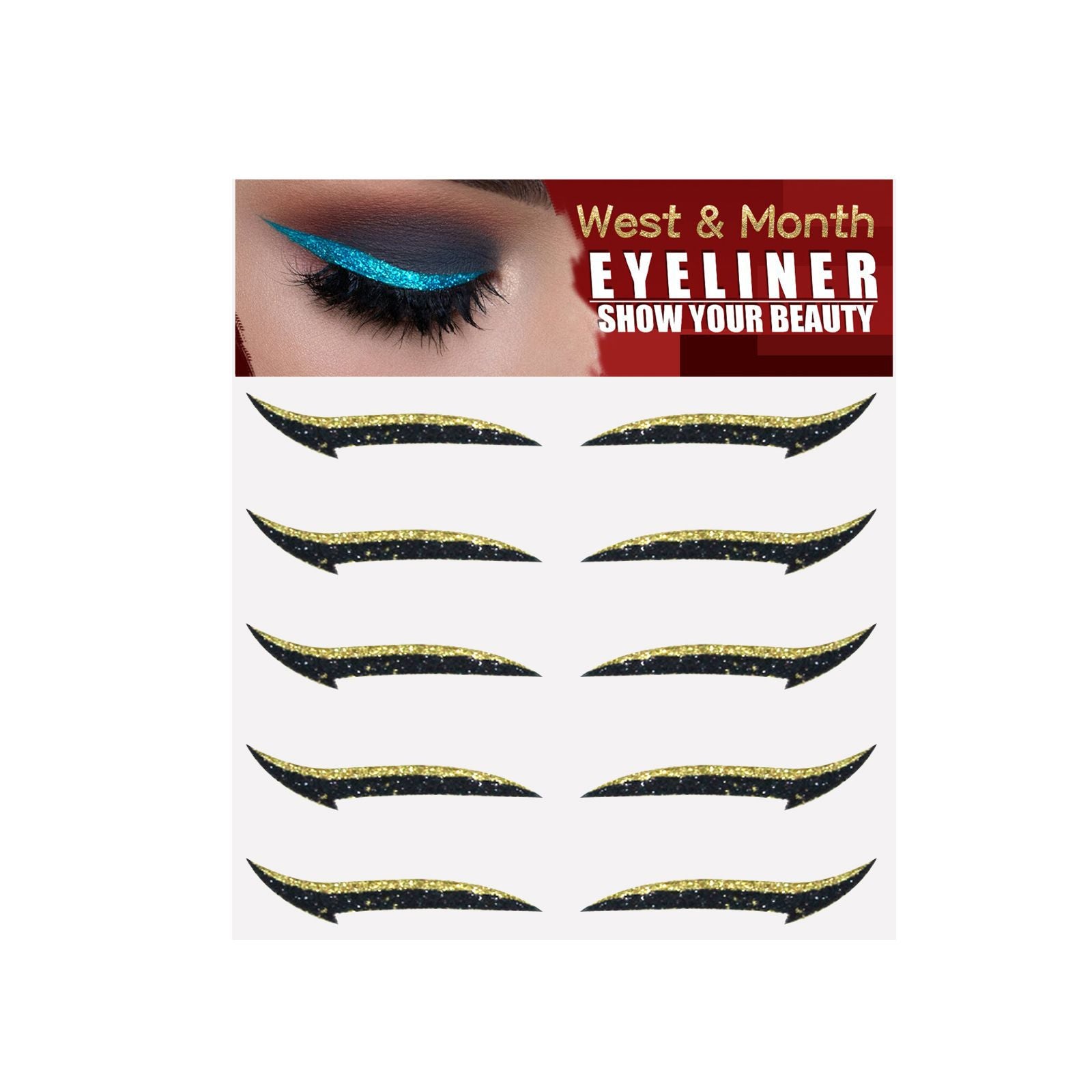 Silver Light Eyeliner & Double Eyelid Stickers - Metallic Stage & Party Eye Patches - Icon Her