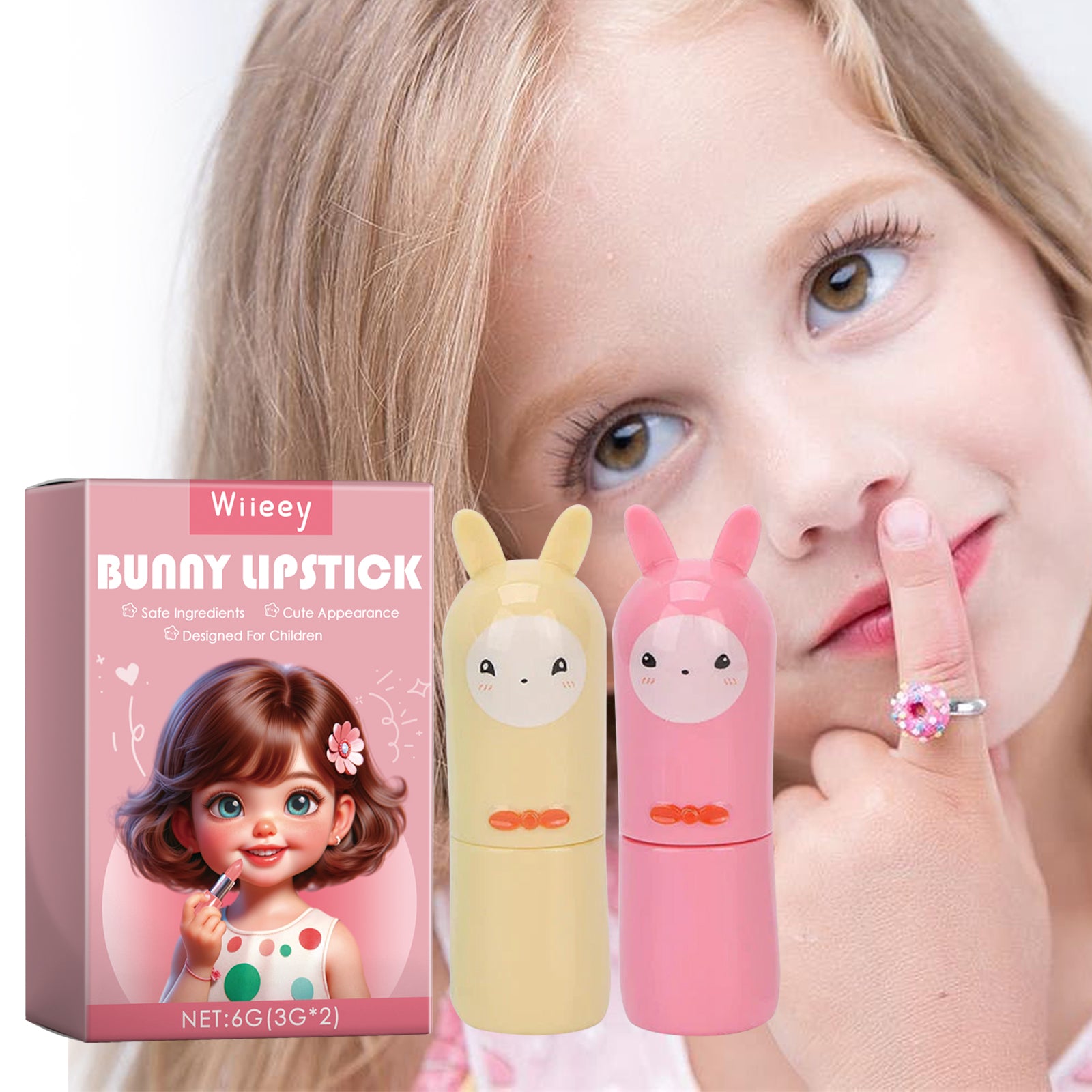 Bunny Lip Gloss Girls Lipstick – Easy Clean, Fun Children's Play Makeup - Icon Her