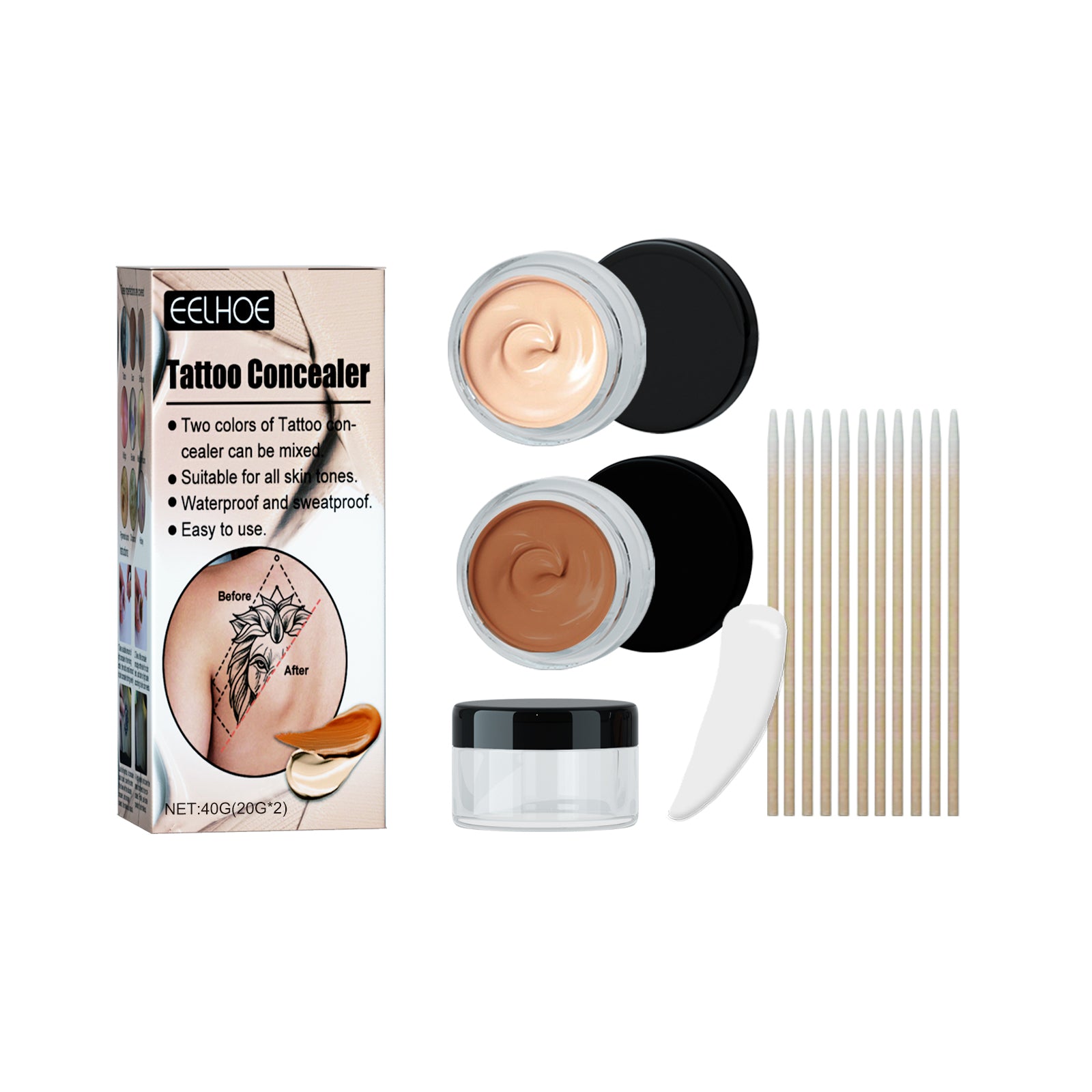 Tattoo Concealer Set – Waterproof, Brightening & Covers Scars & Birthmarks - Icon Her