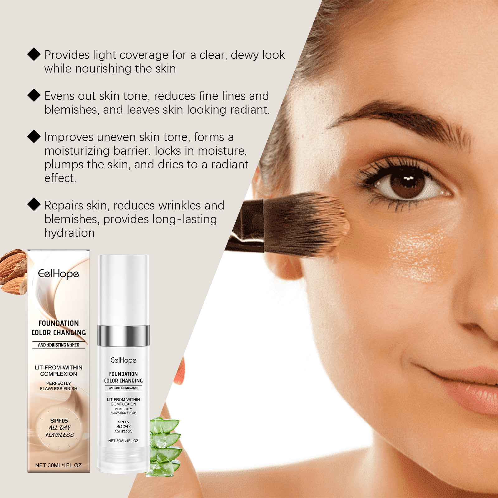 Color-Changing Hydrating Foundation - Self-Adjusting Concealer Base - Icon Her