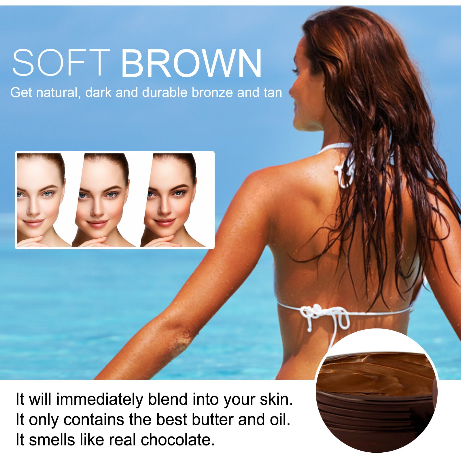 Soft Brown Tanning Cream - Summer Seaside Dark Tan Moisturizing Cream - Icon Her