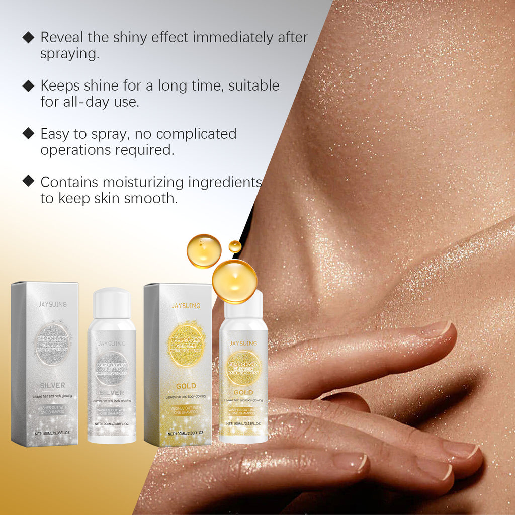 Gold & Silver Glitter Body Spray – Long-Lasting Shine & Highlight - Icon Her