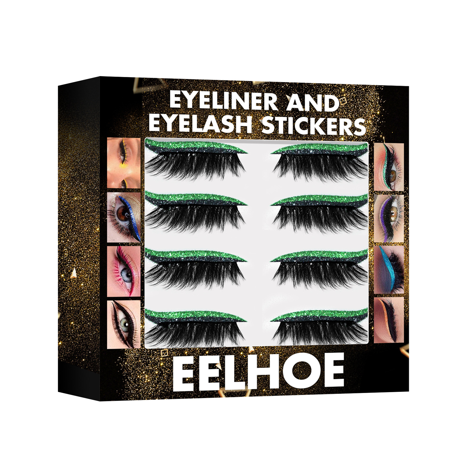 3D Glitter Eyeliner & False Eyelash Stickers - Glue-Free Self-Adhesive Lash & Liner Set - Icon Her