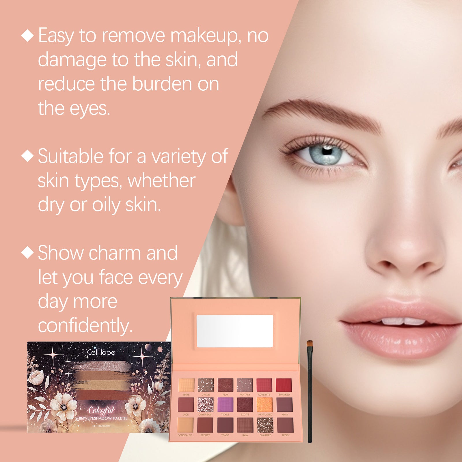 18-Color Eyeshadow Palette – Glitter, Everyday & Multi-Color Eye Makeup - Icon Her