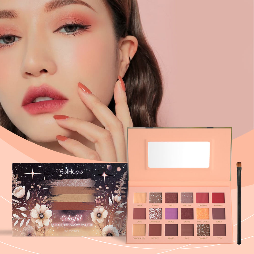 18-Color Eyeshadow Palette – Glitter, Everyday & Multi-Color Eye Makeup - Icon Her