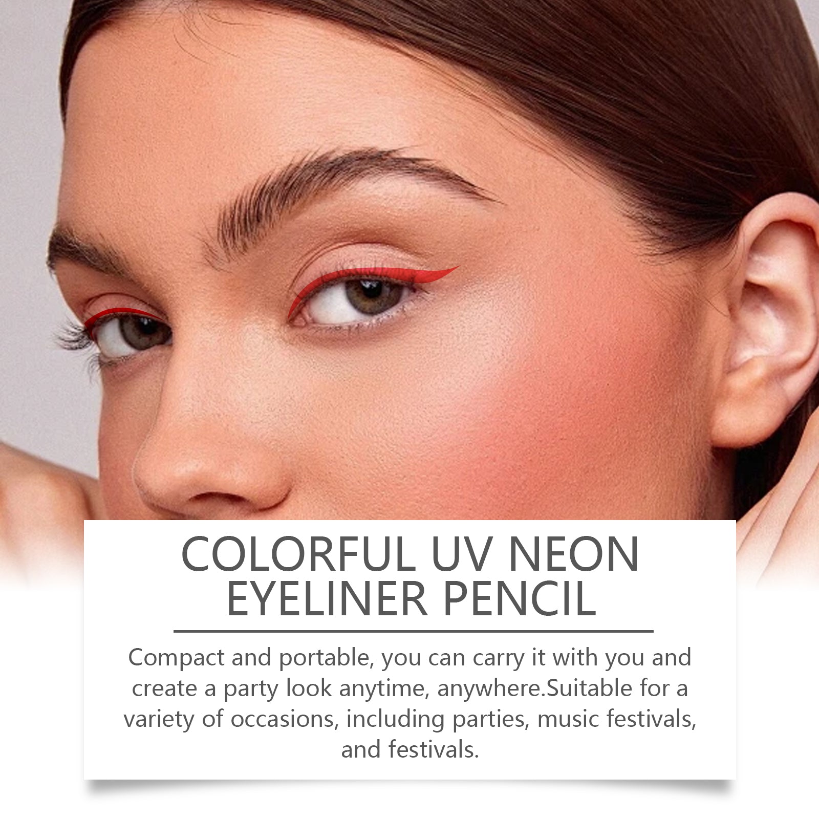 Neon Liquid Eyeliner (Orange-Red) – Smooth, Long-Lasting Party Eye Makeup - Icon Her