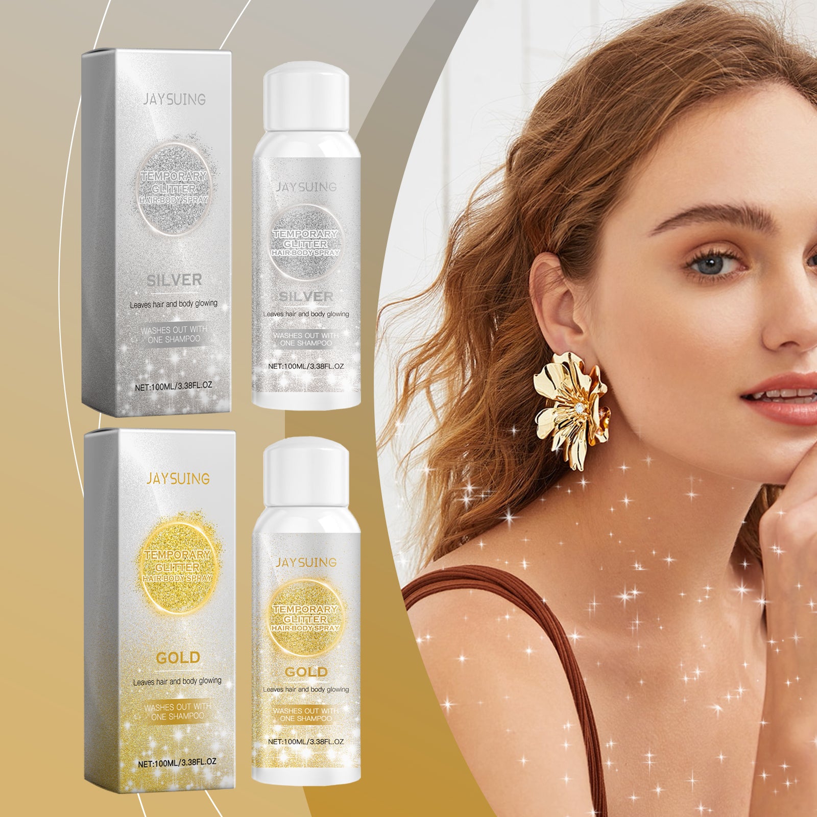 Gold & Silver Glitter Body Spray – Long-Lasting Shine & Highlight - Icon Her