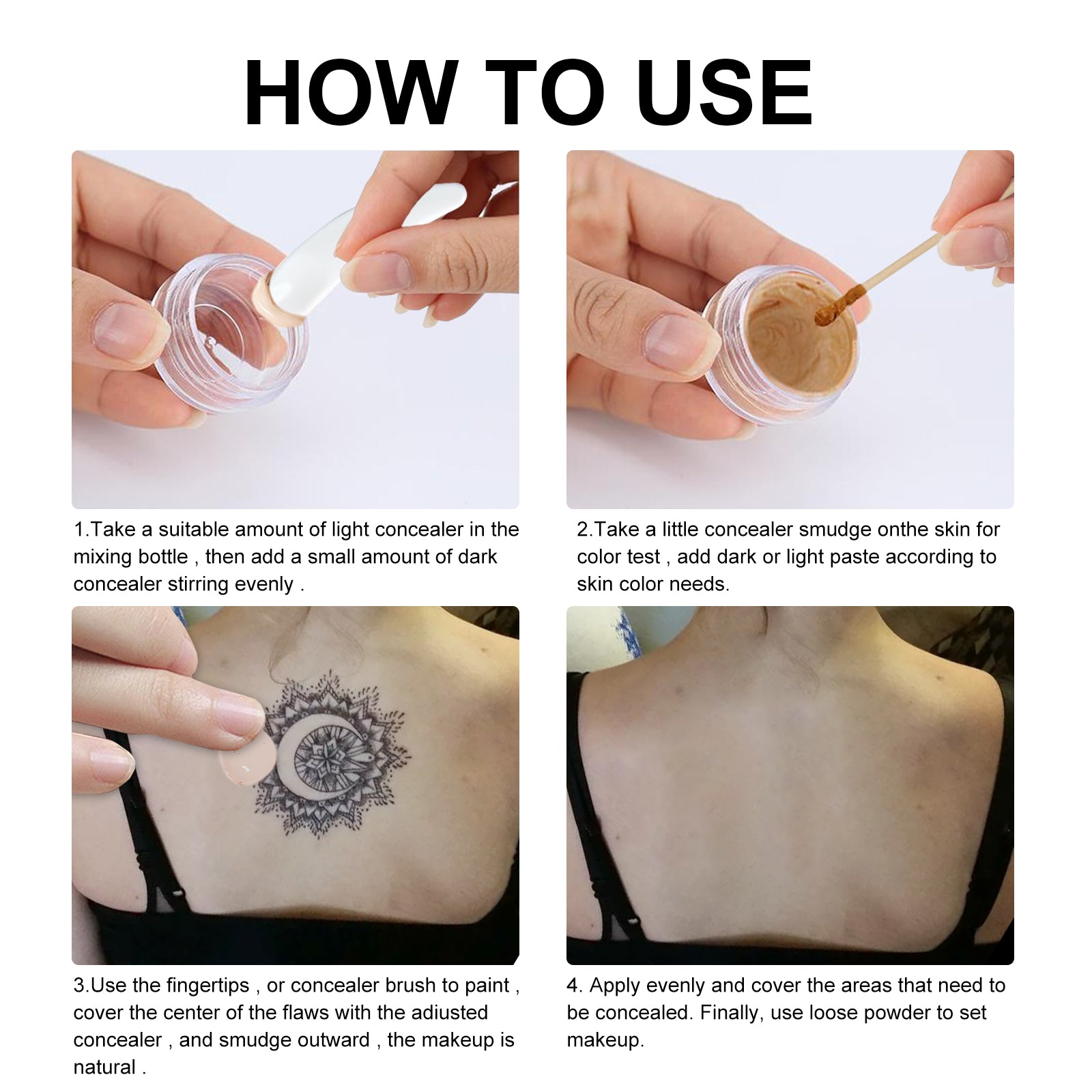 Tattoo Concealer Set – Waterproof, Brightening & Covers Scars & Birthmarks - Icon Her