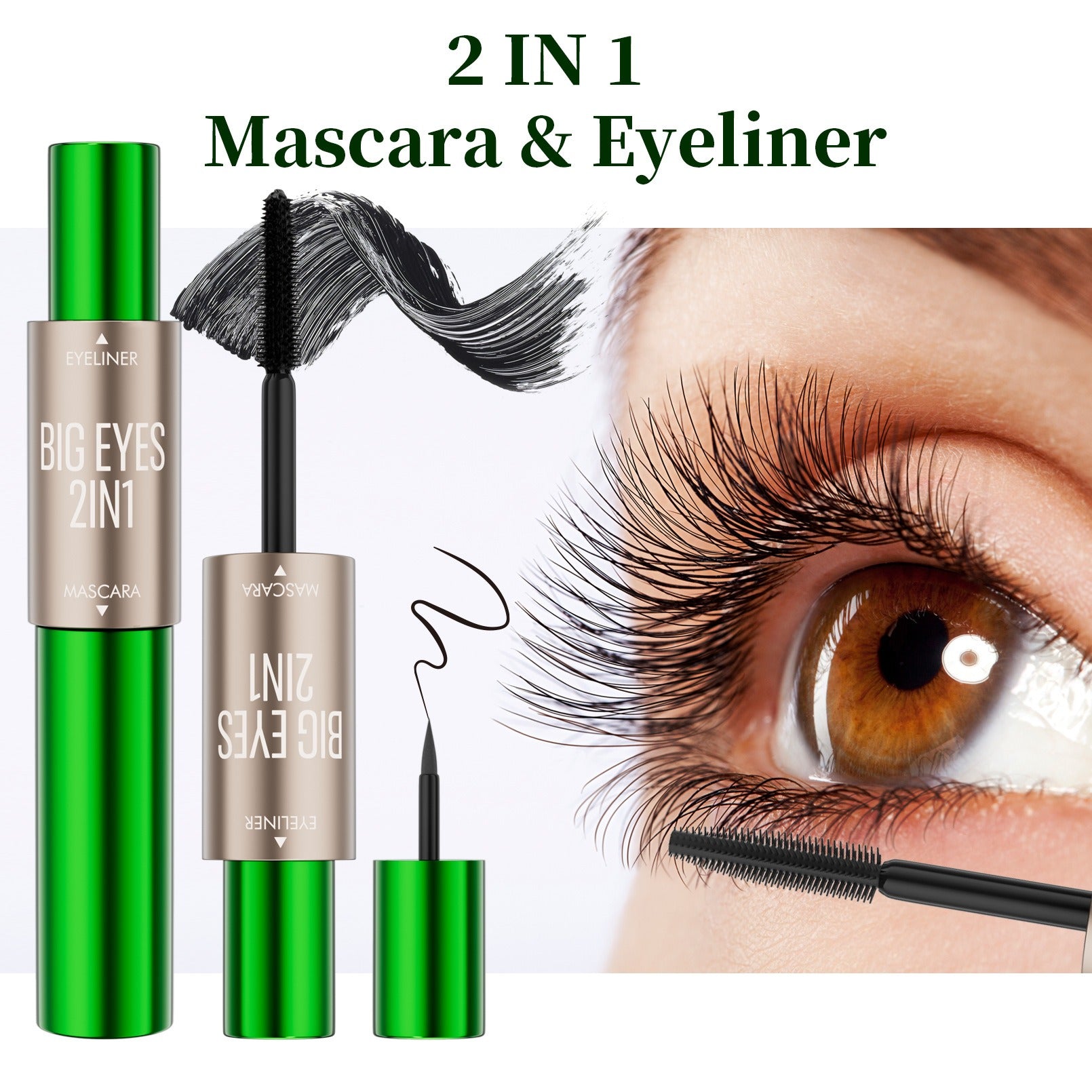 2-in-1 Double-Ended Mascara & Eyeliner – Natural, Long-Lasting & No Smudge - Icon Her