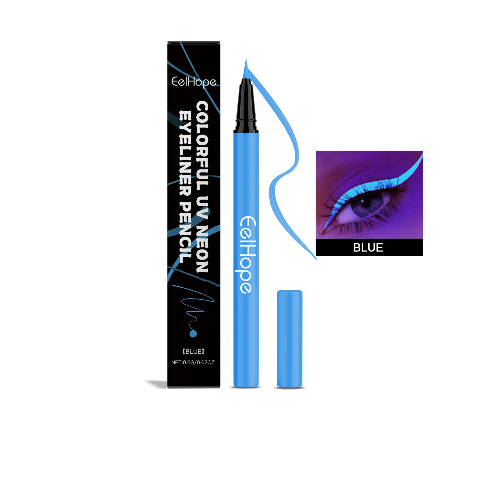 Neon Liquid Eyeliner (Blue) – Smooth, Long-Lasting Party Eye Makeup - Icon Her