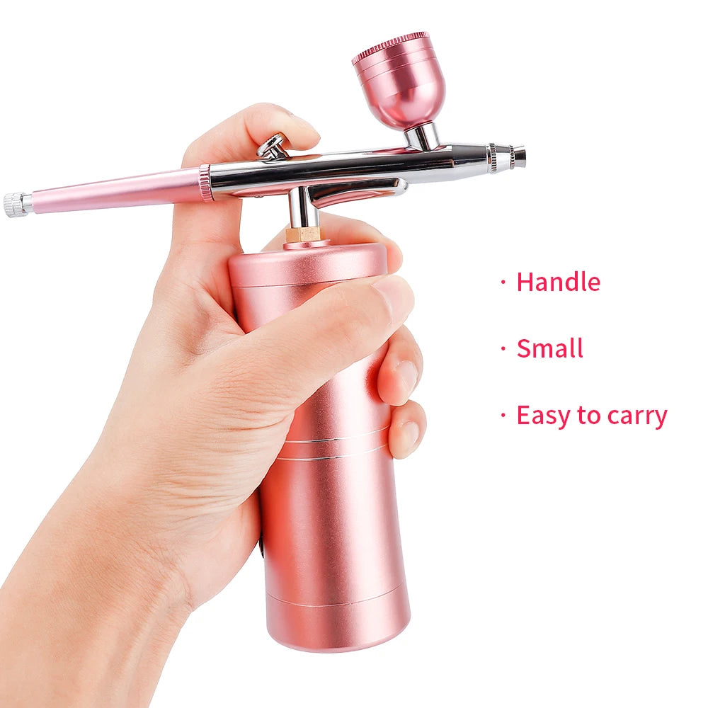 Mini Pink Airbrush Kit - 0.3mm Precision Nano Fog Mist Sprayer