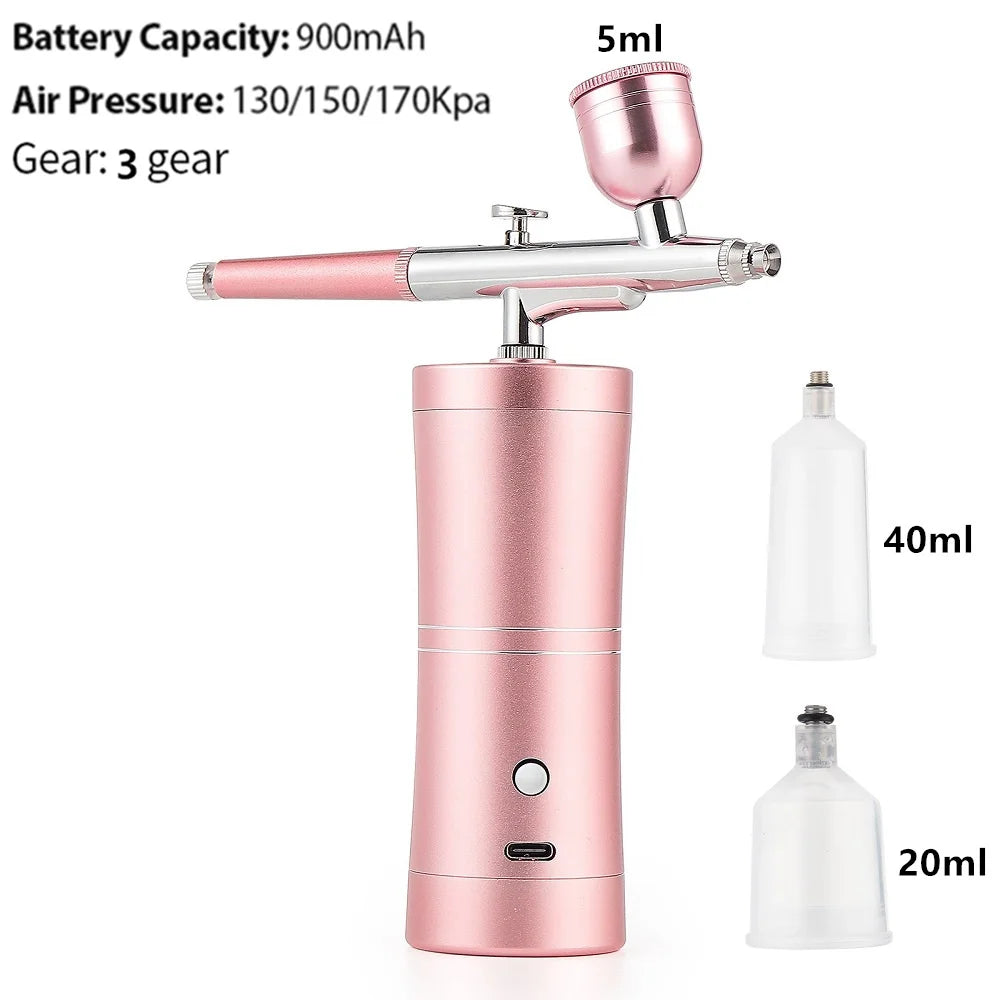 Mini Pink Airbrush Kit - 0.3mm Precision Nano Fog Mist Sprayer