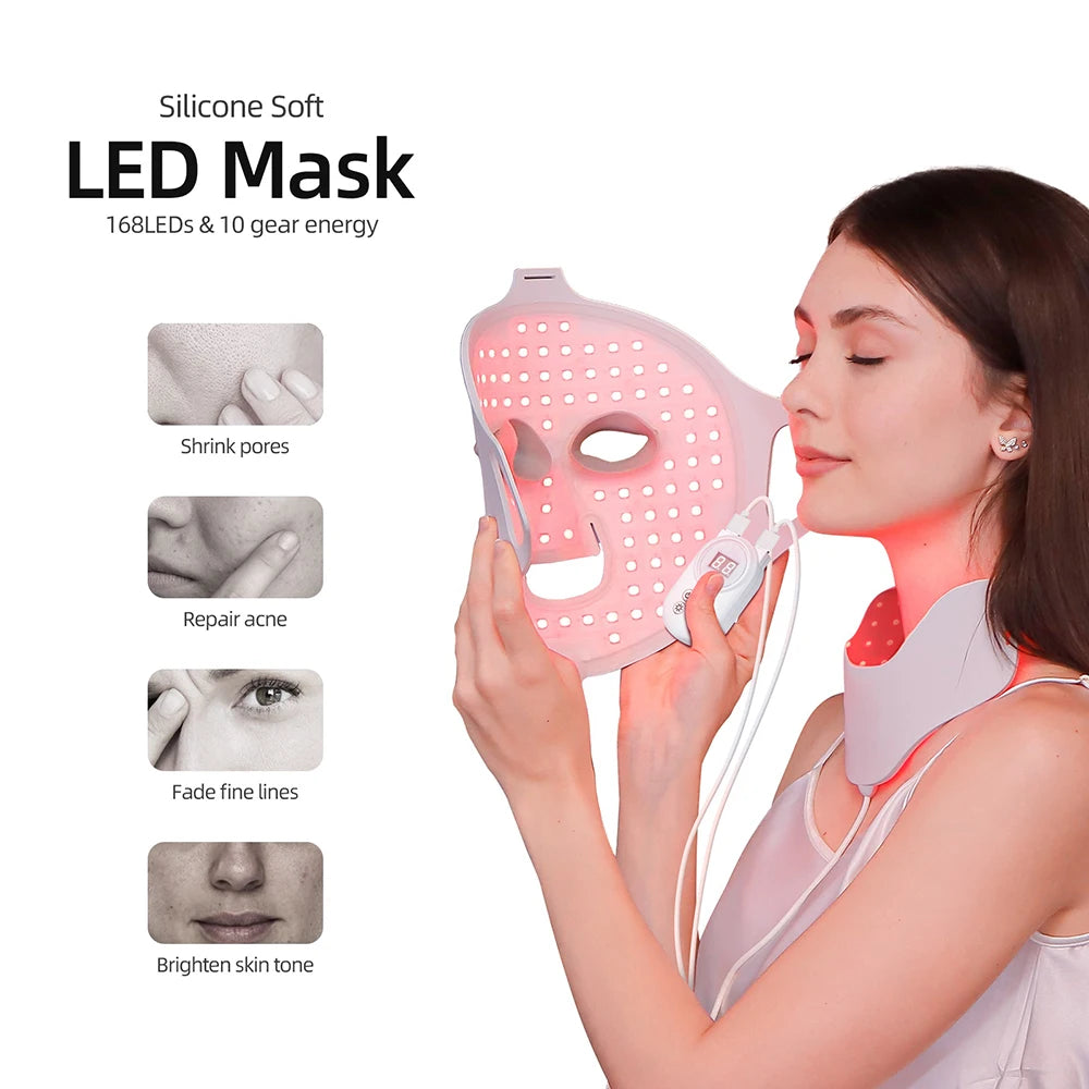 7 Colors Photon Face & Neck LED Mask - 3D Flexible Silicone Beauty Mask - Icon Her