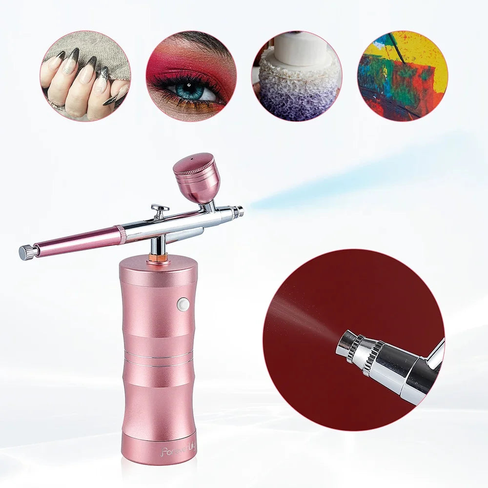 Mini Pink Airbrush Kit - 0.3mm Precision Nano Fog Mist Sprayer