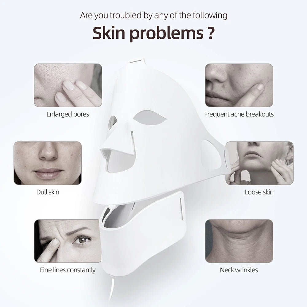 7 Colors Photon Face & Neck LED Mask - 3D Flexible Silicone Beauty Mask - Icon Her